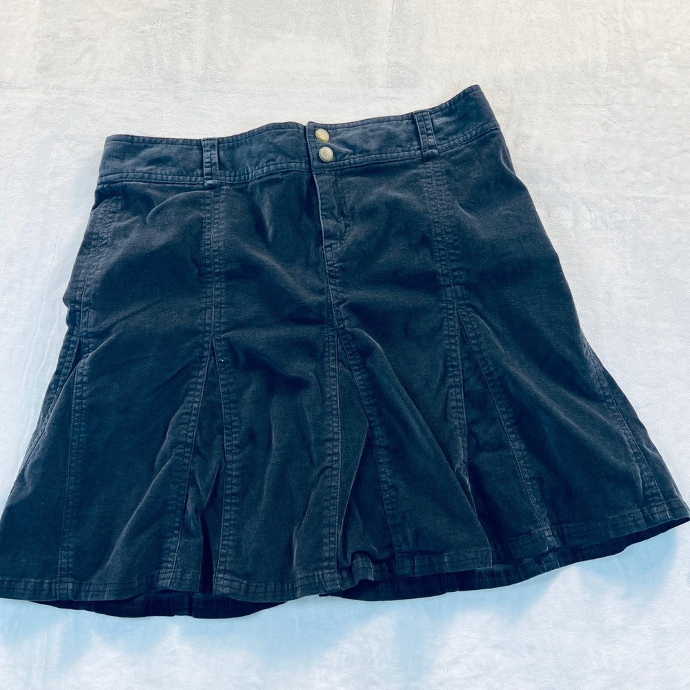 Athleta Corduroy Mini Skirt Gray Black Paneled A-Line 708526 Womens 10P